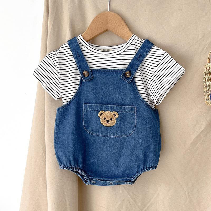 Conjunto com Suspensório Jeans Infantil